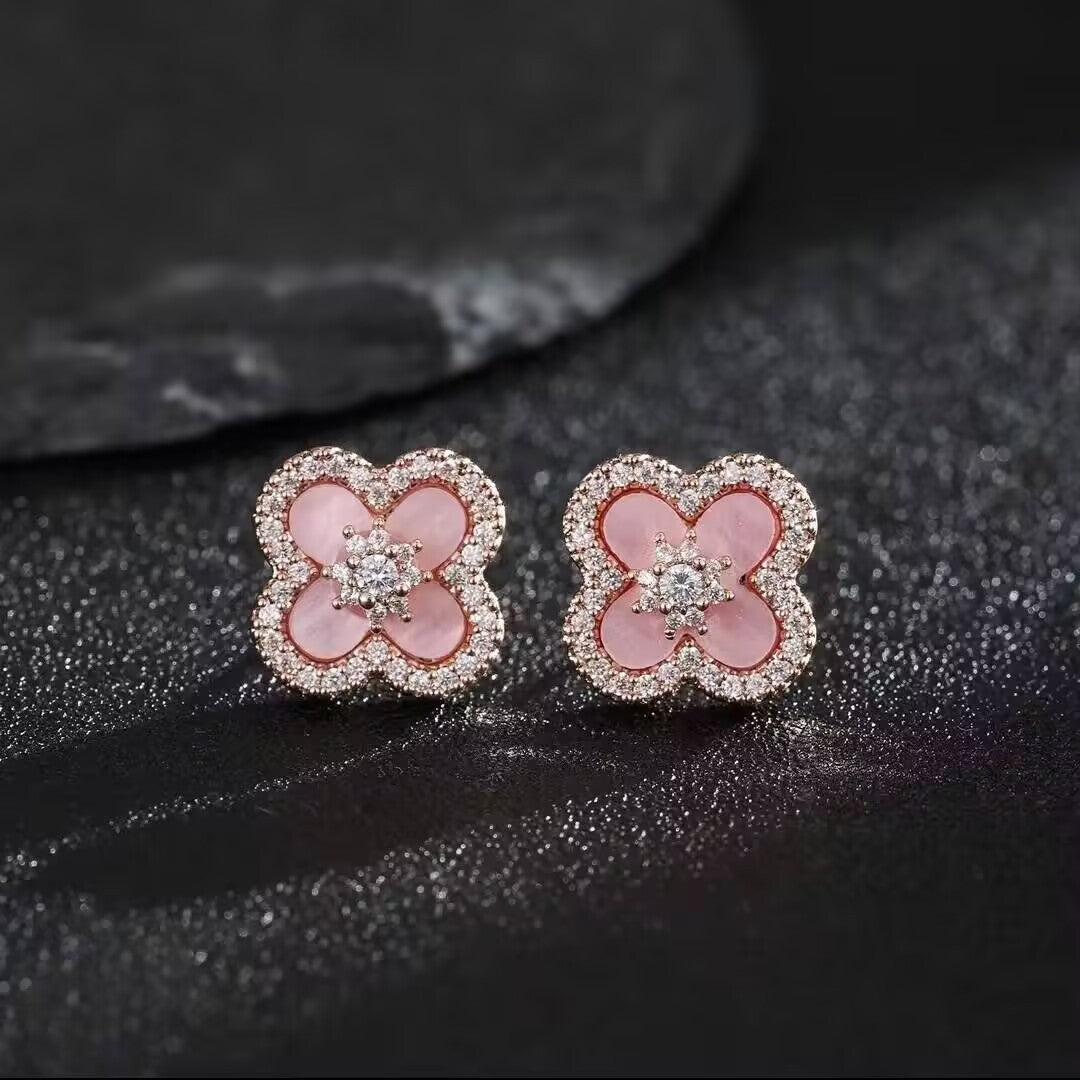 Four-petal zircon lucky four-leaf clover flower bracelet