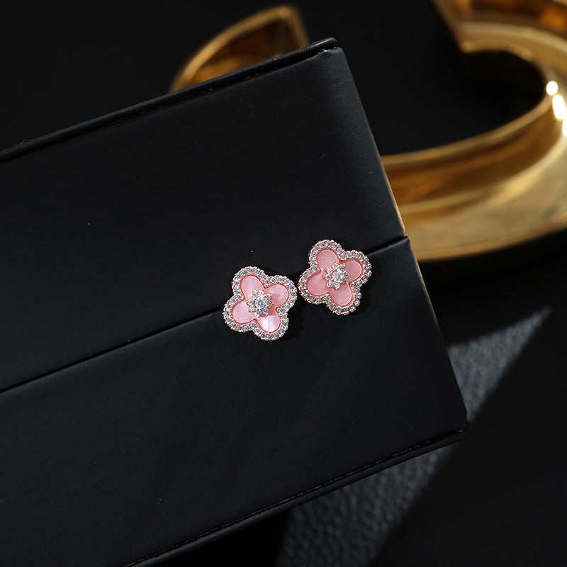 Four-petal zircon lucky four-leaf clover flower bracelet