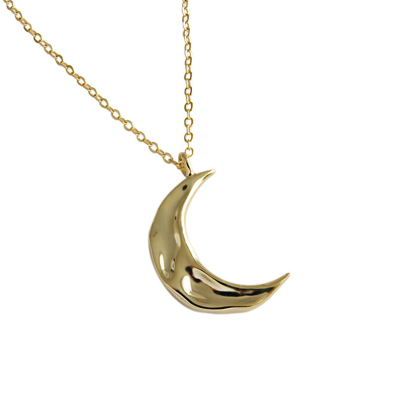 925 Sterling Silver Hollow Moon Pendant Necklace