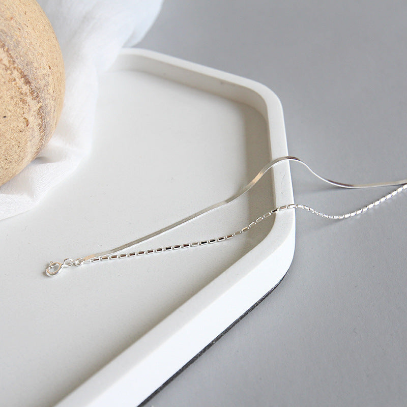 925 Sterling Silver Double - Layered Chain Bracelet