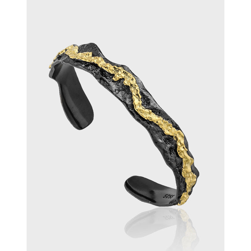Textured Two - Tone Cuff Bracelet