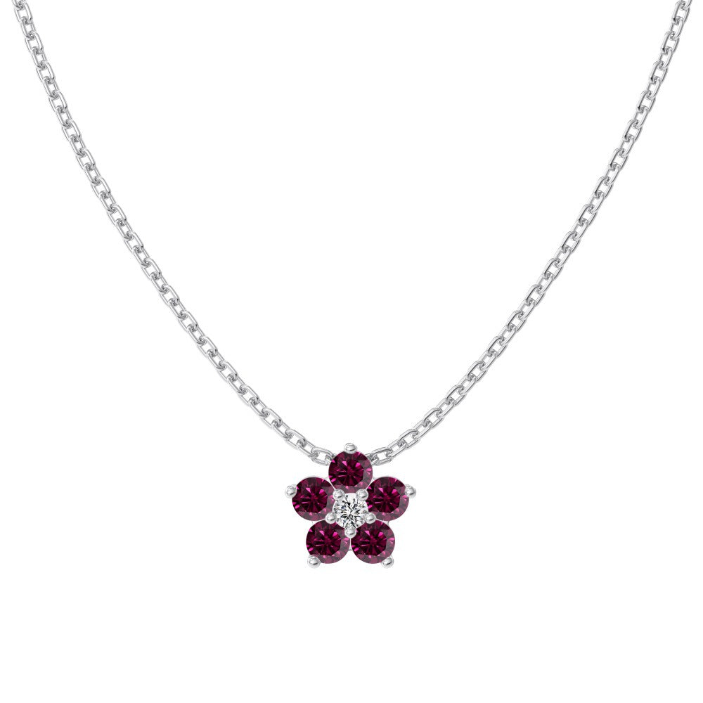 925 Sterling Silver Gem Flower Necklace
