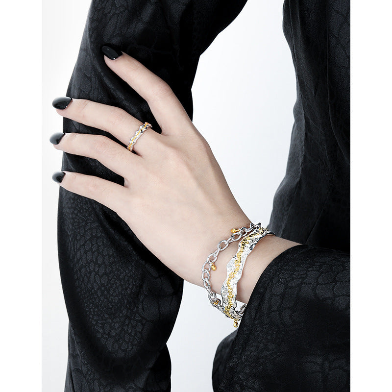 Textured Two - Tone Cuff Bracelet