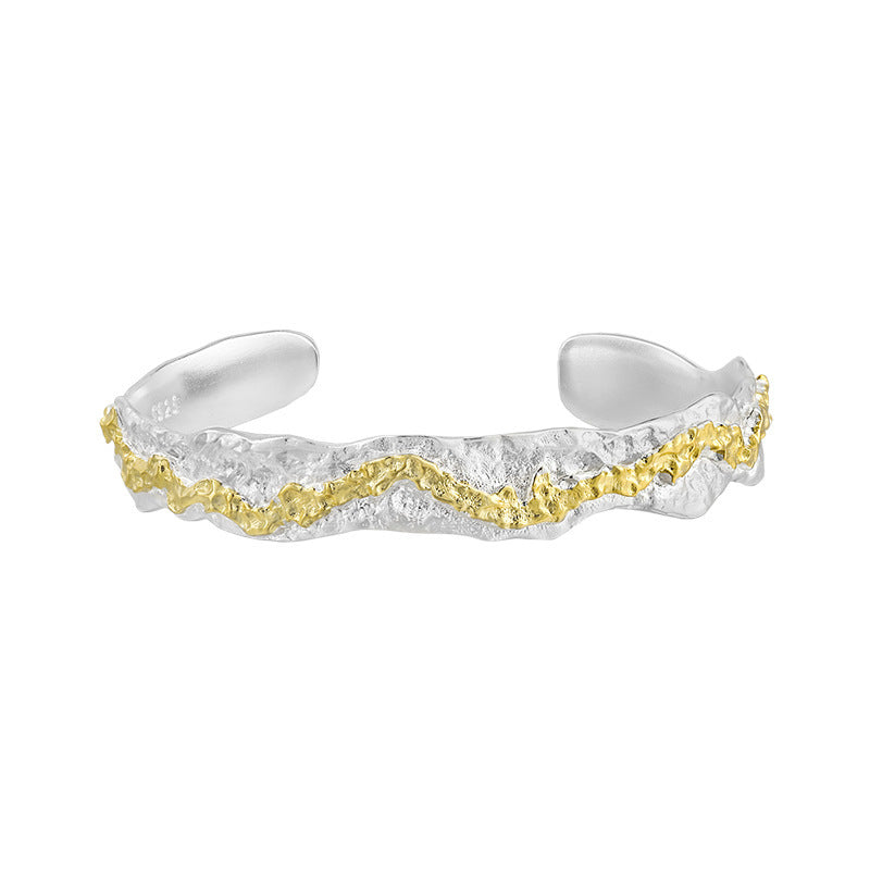 Textured Two - Tone Cuff Bracelet