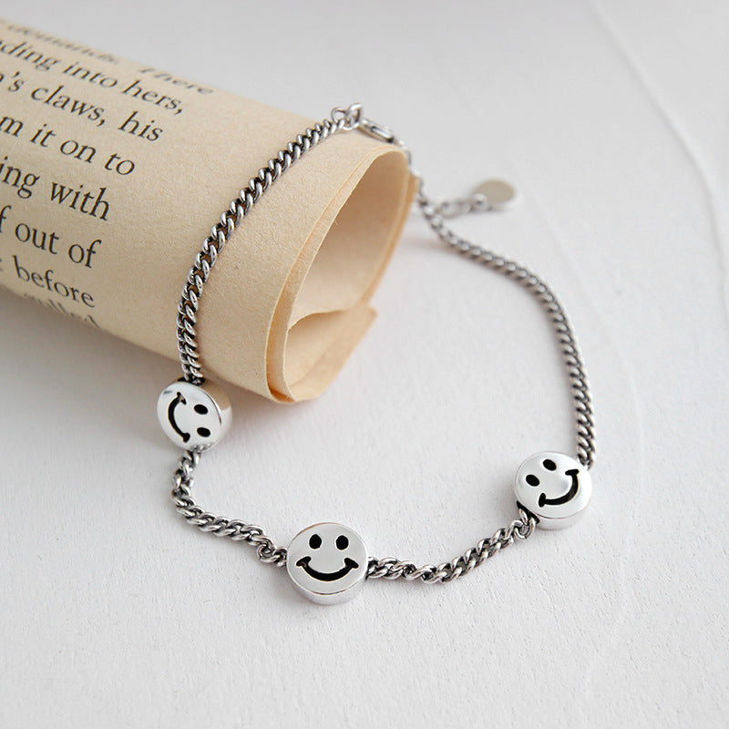 Smiley Face Charm Silver Bracelet