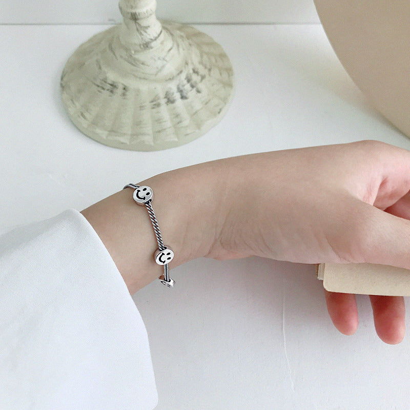 Smiley Face Charm Silver Bracelet