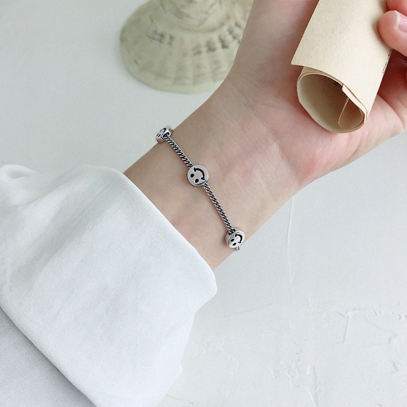 Smiley Face Charm Silver Bracelet