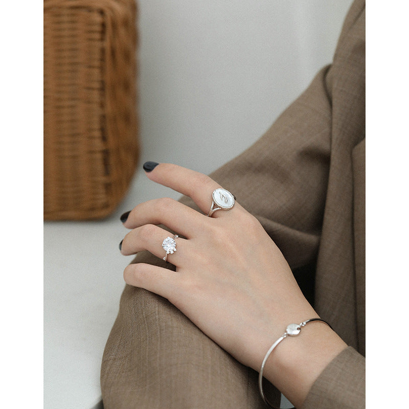 Floral Motif Shell Inlay Ring