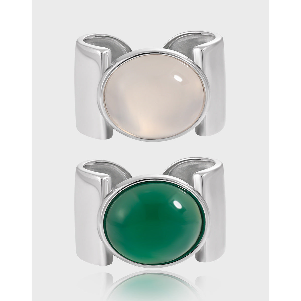 Minimalist Oval Gem Open Ring