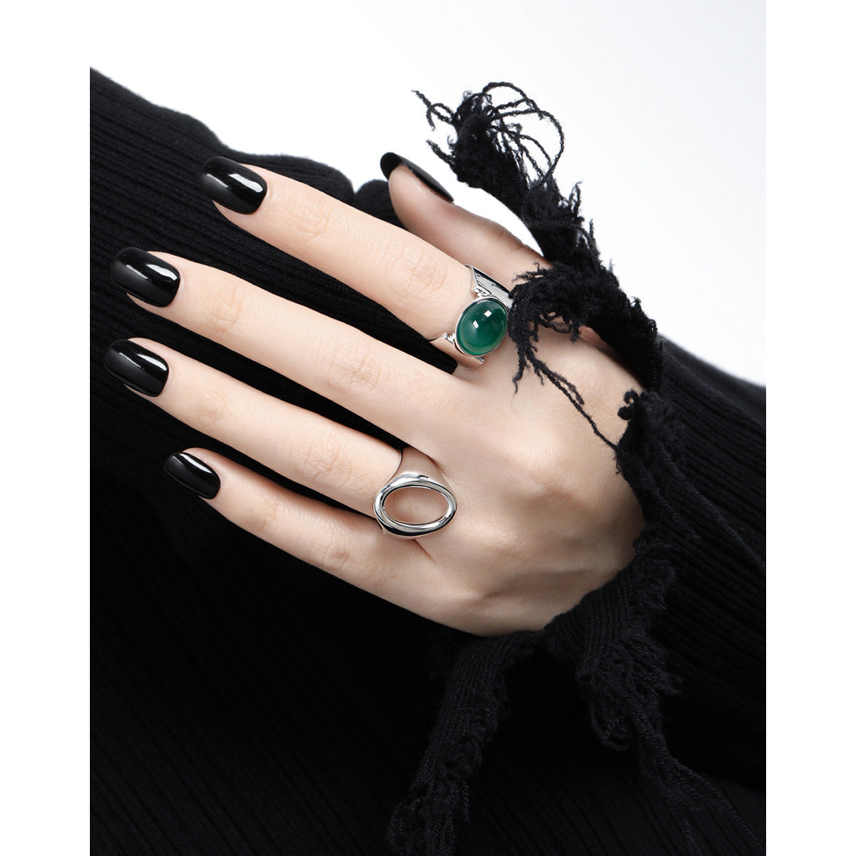 Minimalist Oval Gem Open Ring