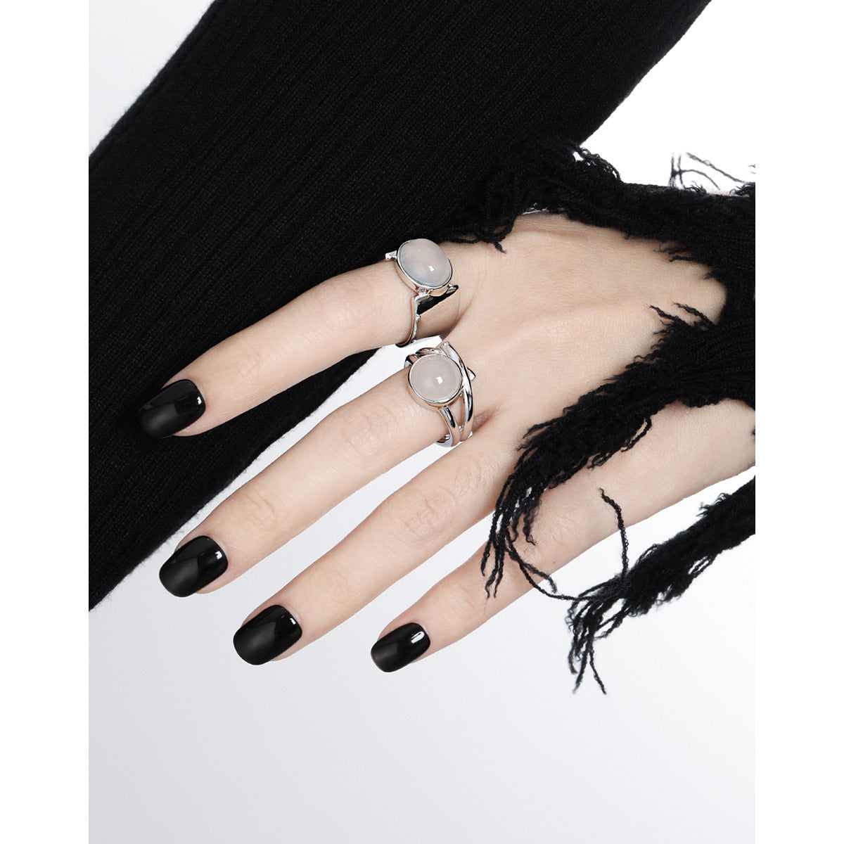 Minimalist Oval Gem Open Ring