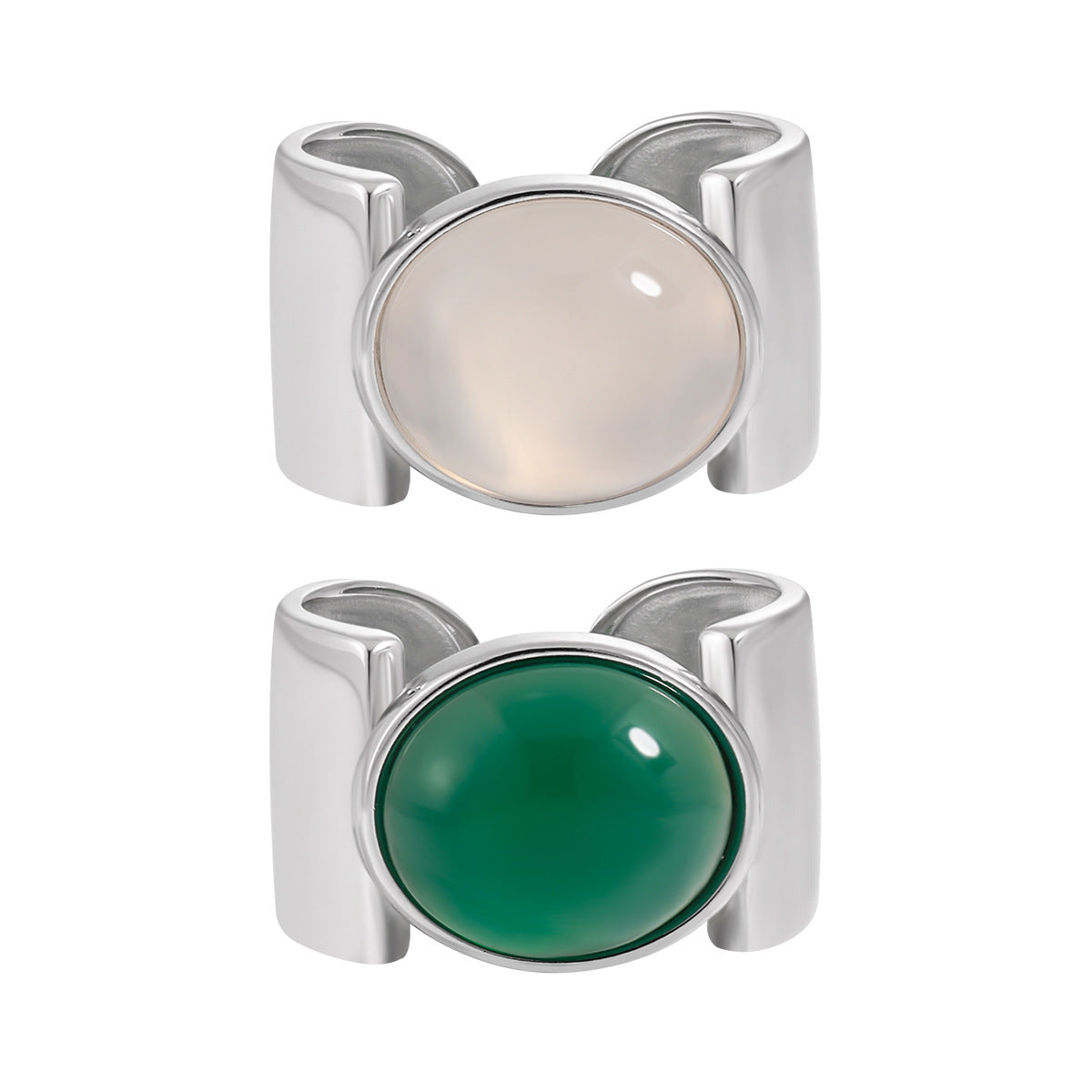 Minimalist Oval Gem Open Ring