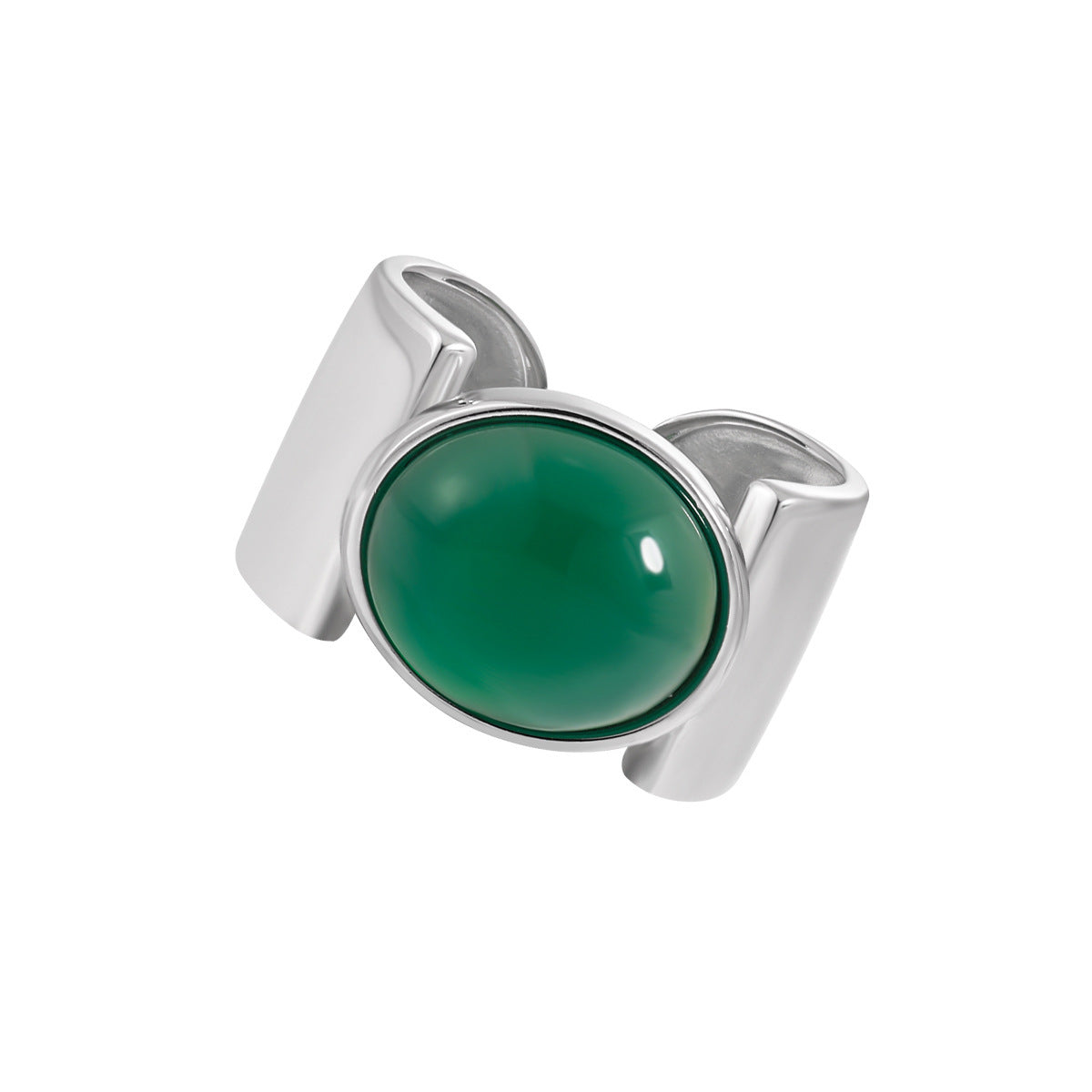 Minimalist Oval Gem Open Ring