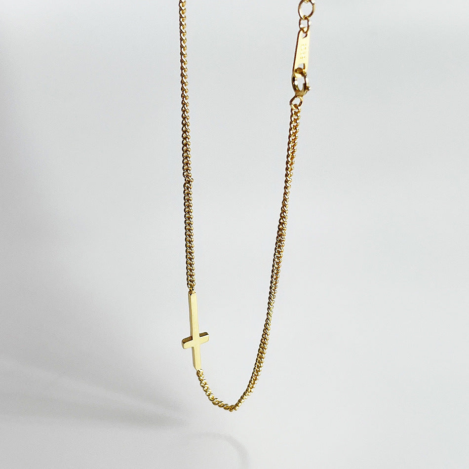 Minimalist Cross Pendant Necklace | Dainty Sterling Silver Chain