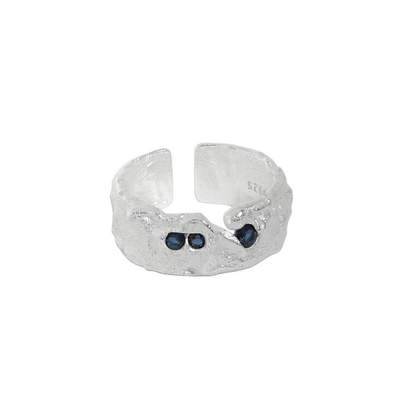 Textured Open Ring with Gem Accents