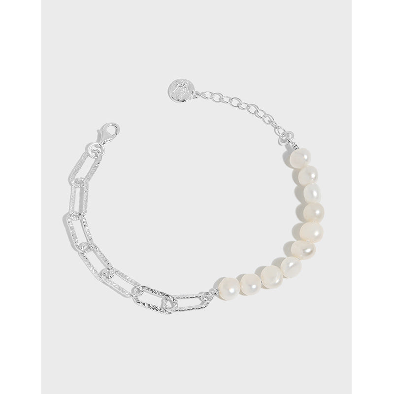 Pearl & Textured Chain Bracelet