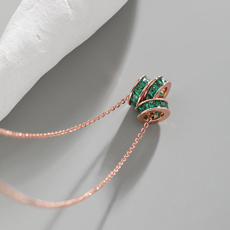 Triple Green Gem Pendant Necklace