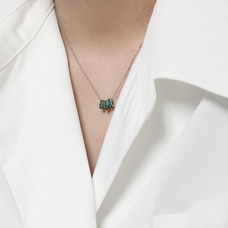 Triple Green Gem Pendant Necklace