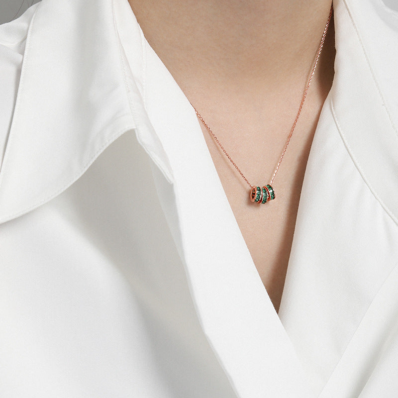 Triple Green Gem Pendant Necklace