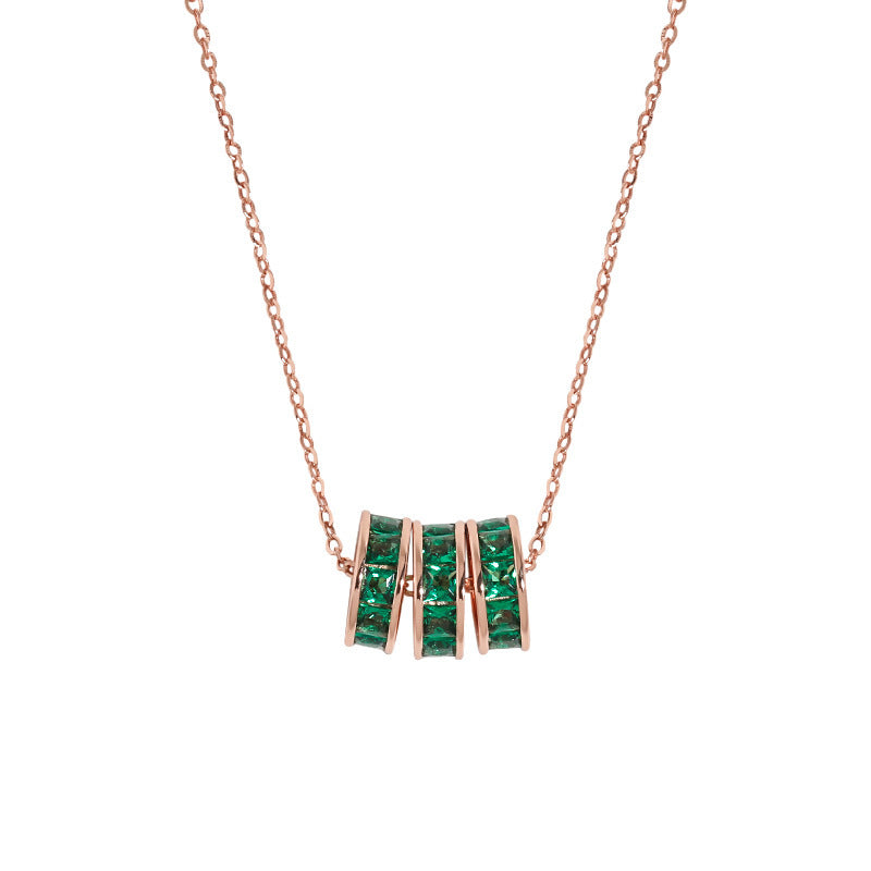 Triple Green Gem Pendant Necklace