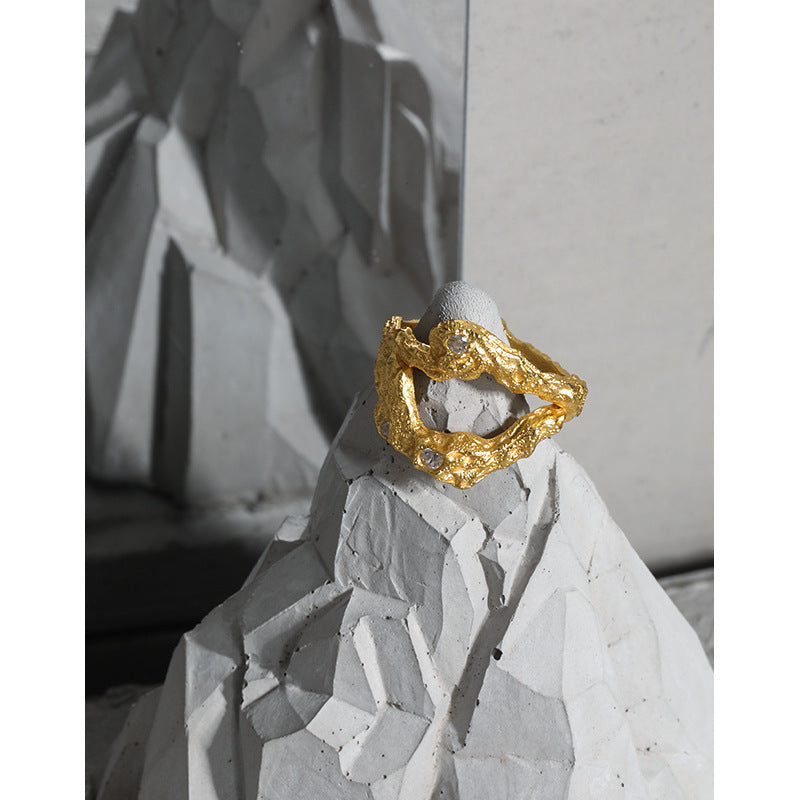 extured Open Ring with Sparkle Accents