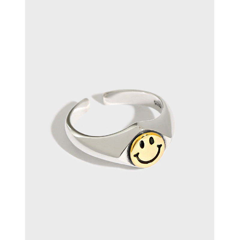 Two - Tone Smiley Face Open Ring