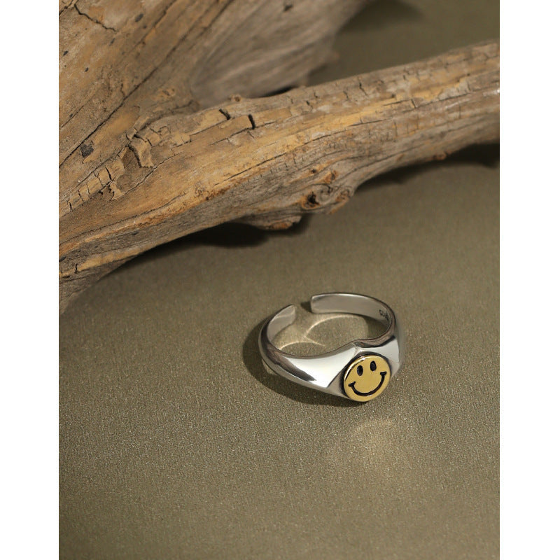 Two - Tone Smiley Face Open Ring