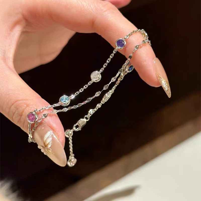 S925 sterling silver rainbow bubble bracelet