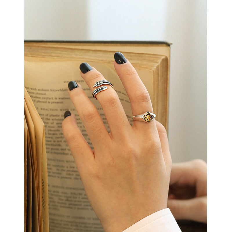 Two - Tone Smiley Face Open Ring