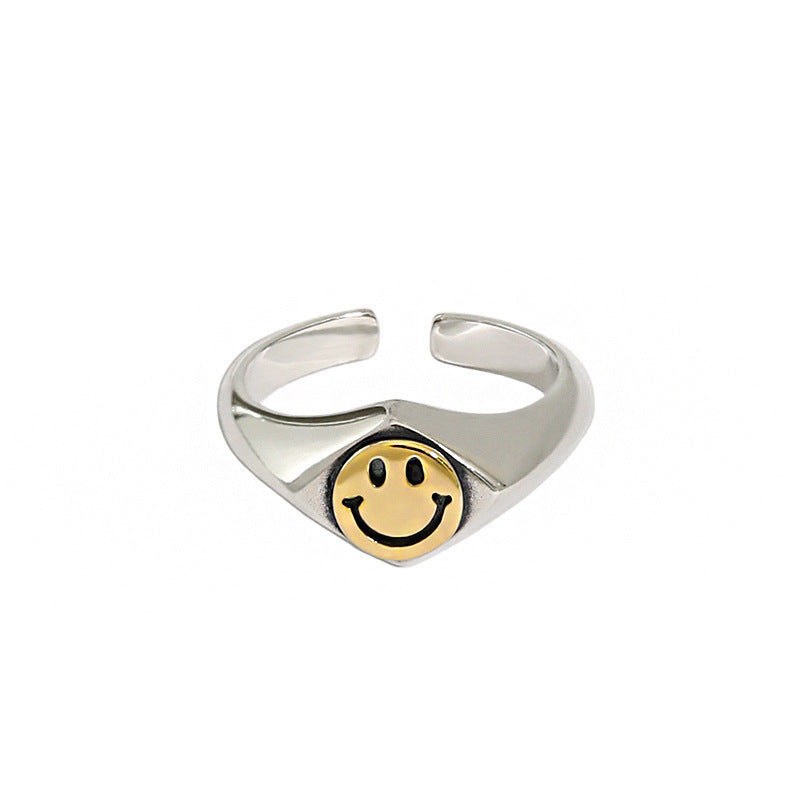 Two - Tone Smiley Face Open Ring