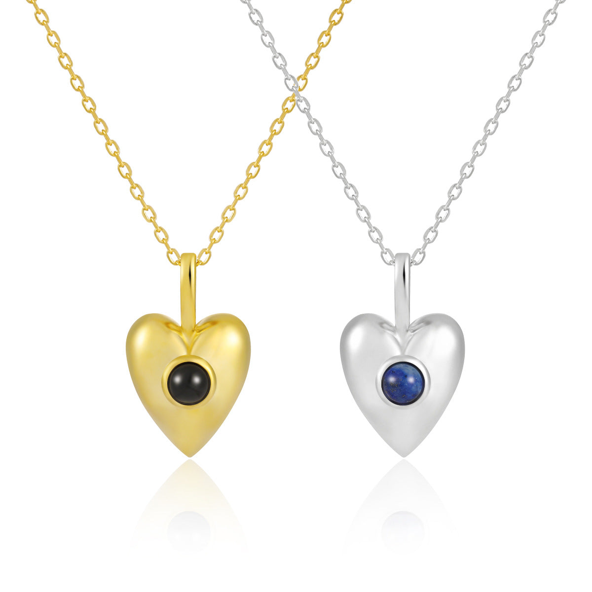 Heart - Shaped Gemstone Pendant Necklace