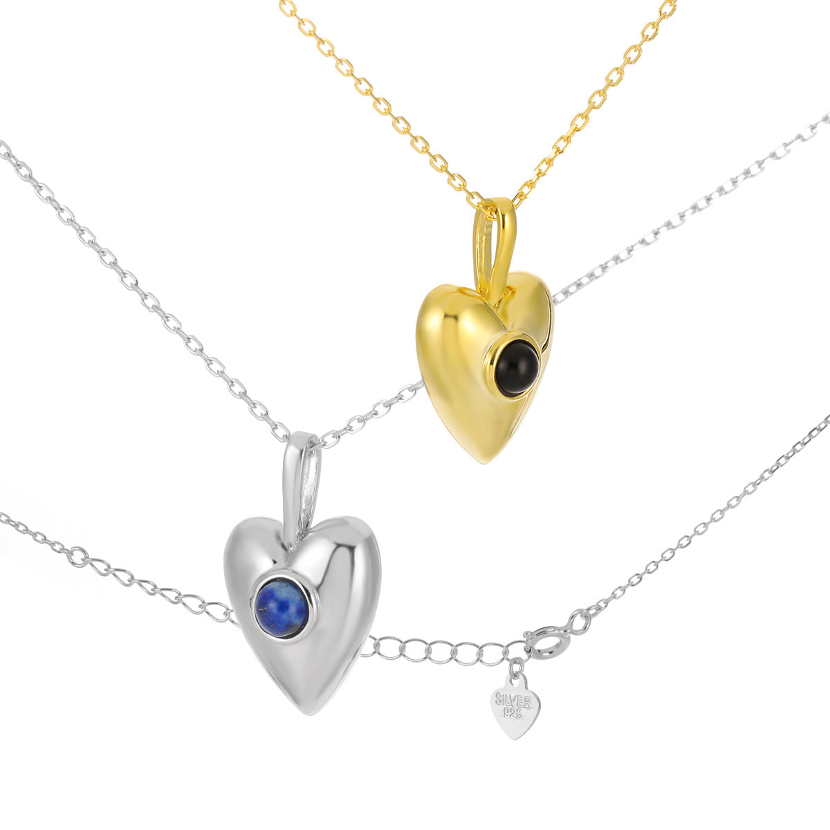 Heart - Shaped Gemstone Pendant Necklace
