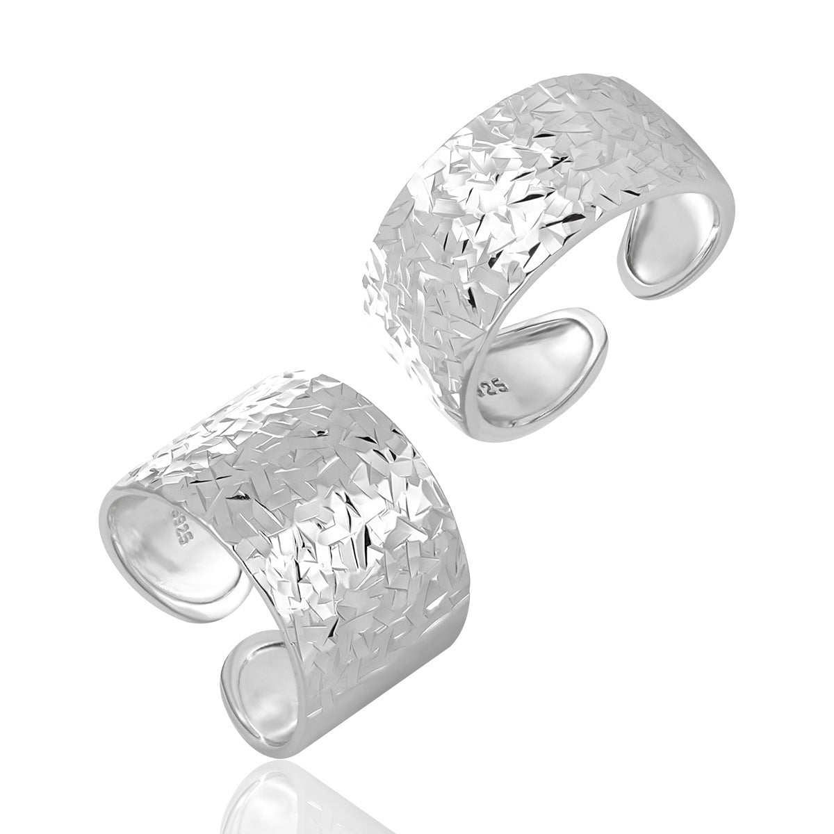 Textured Silver Open - Ended Rings