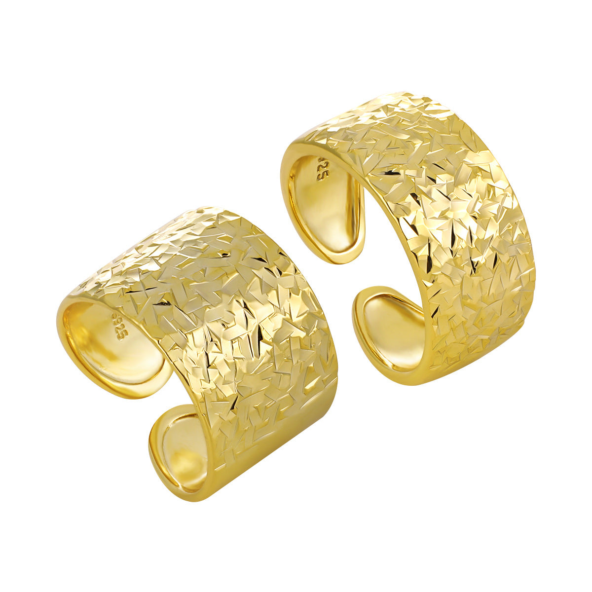 Textured Silver Open - Ended Rings