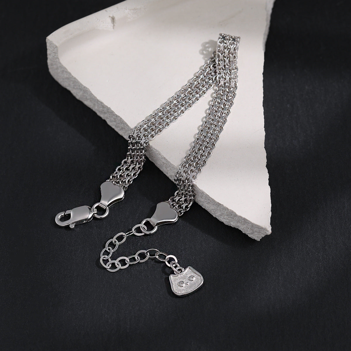 Multi - Row Silver Chain Bracelet