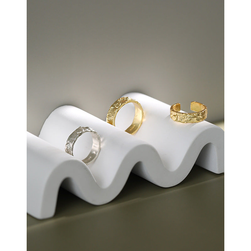 Couple's Textured Silver Open Rings