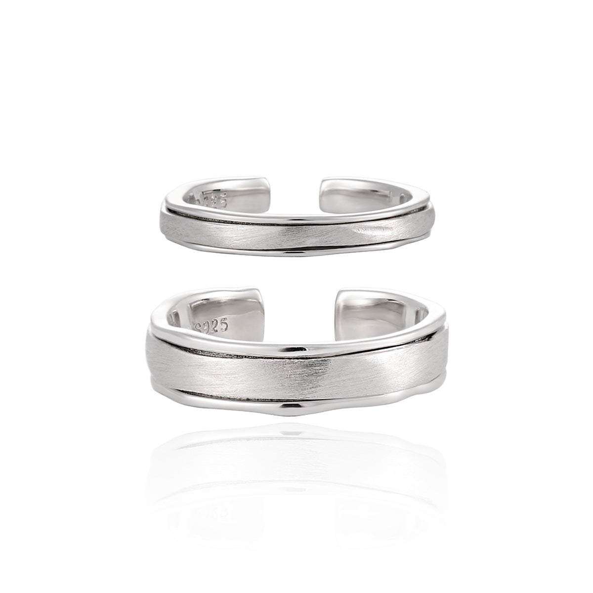 Couple's Textured Silver Open Rings