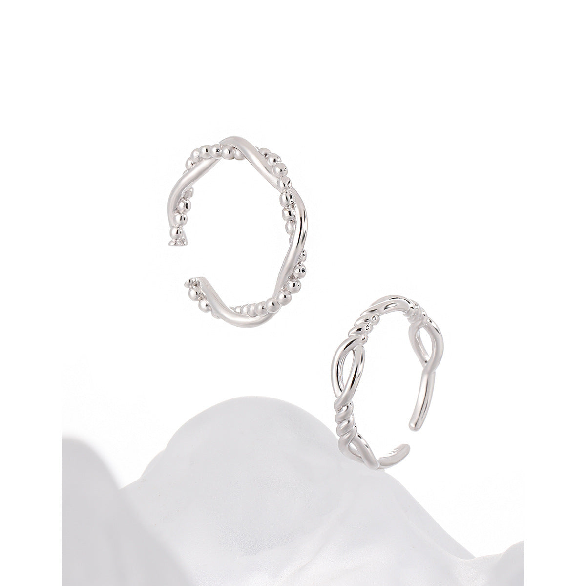 Couple's Twisted Silver Open Rings