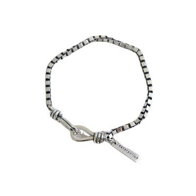 Couple's Vintage Silver Box Chain Bracelets