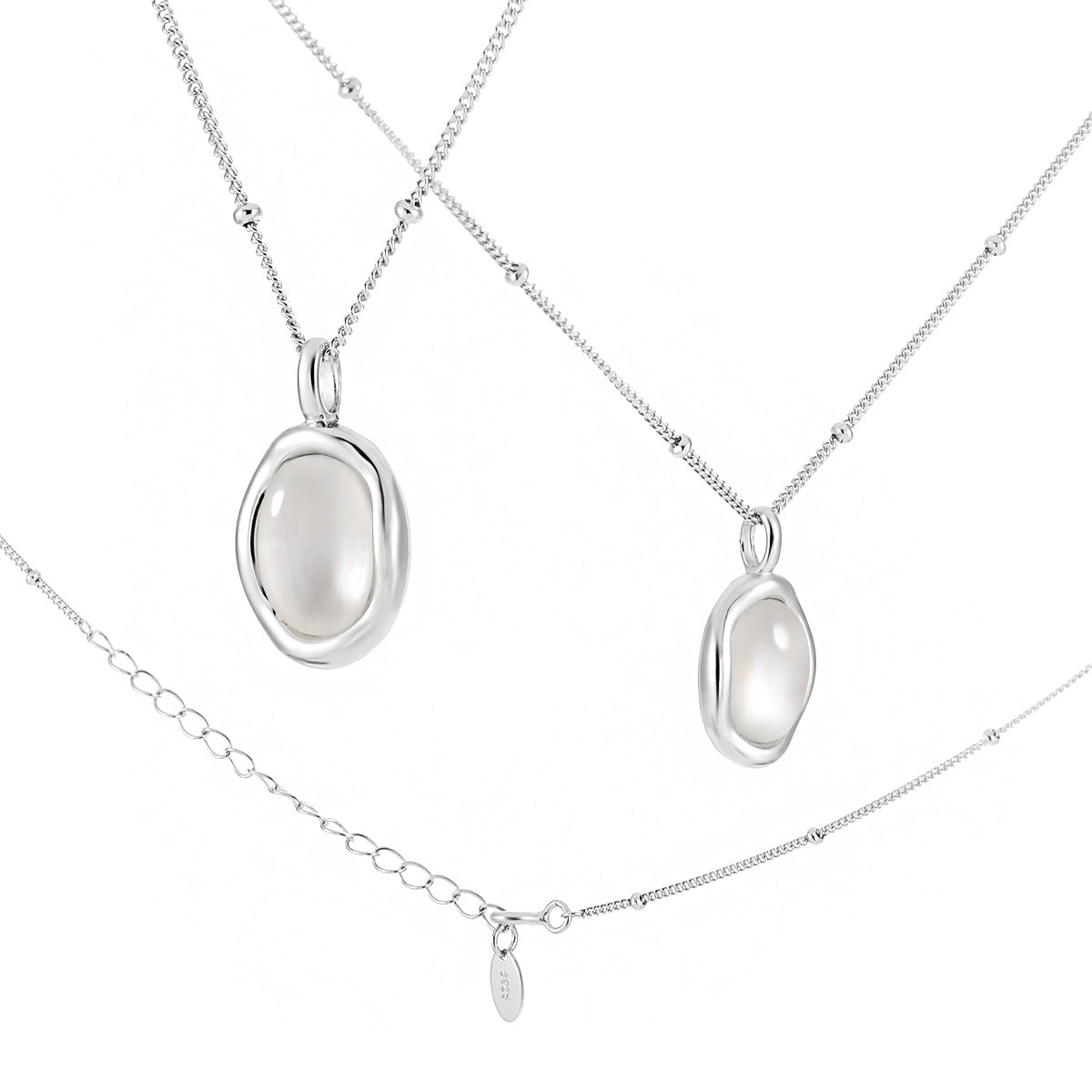 925 Sterling Silver Oval Moonstone Pendant Necklace