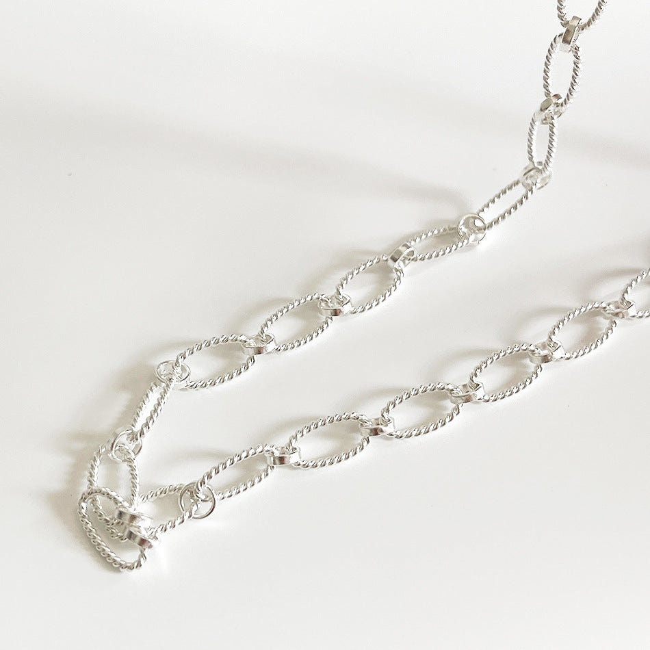 Textured Silver Link Chain Necklace