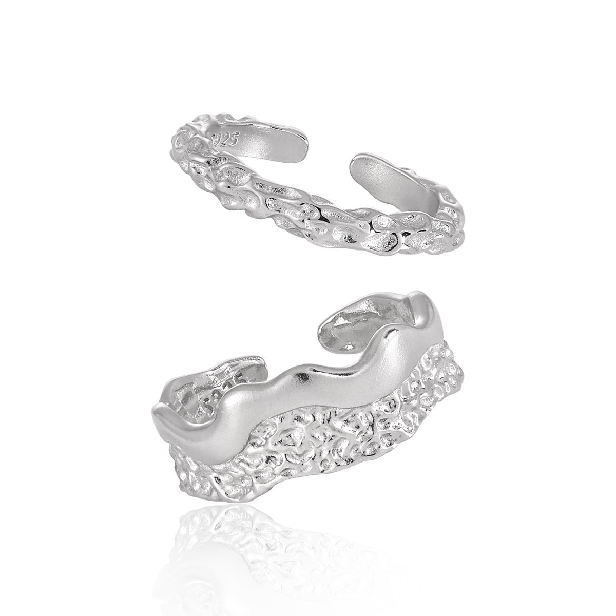 Couple's Textured Silver Open Rings