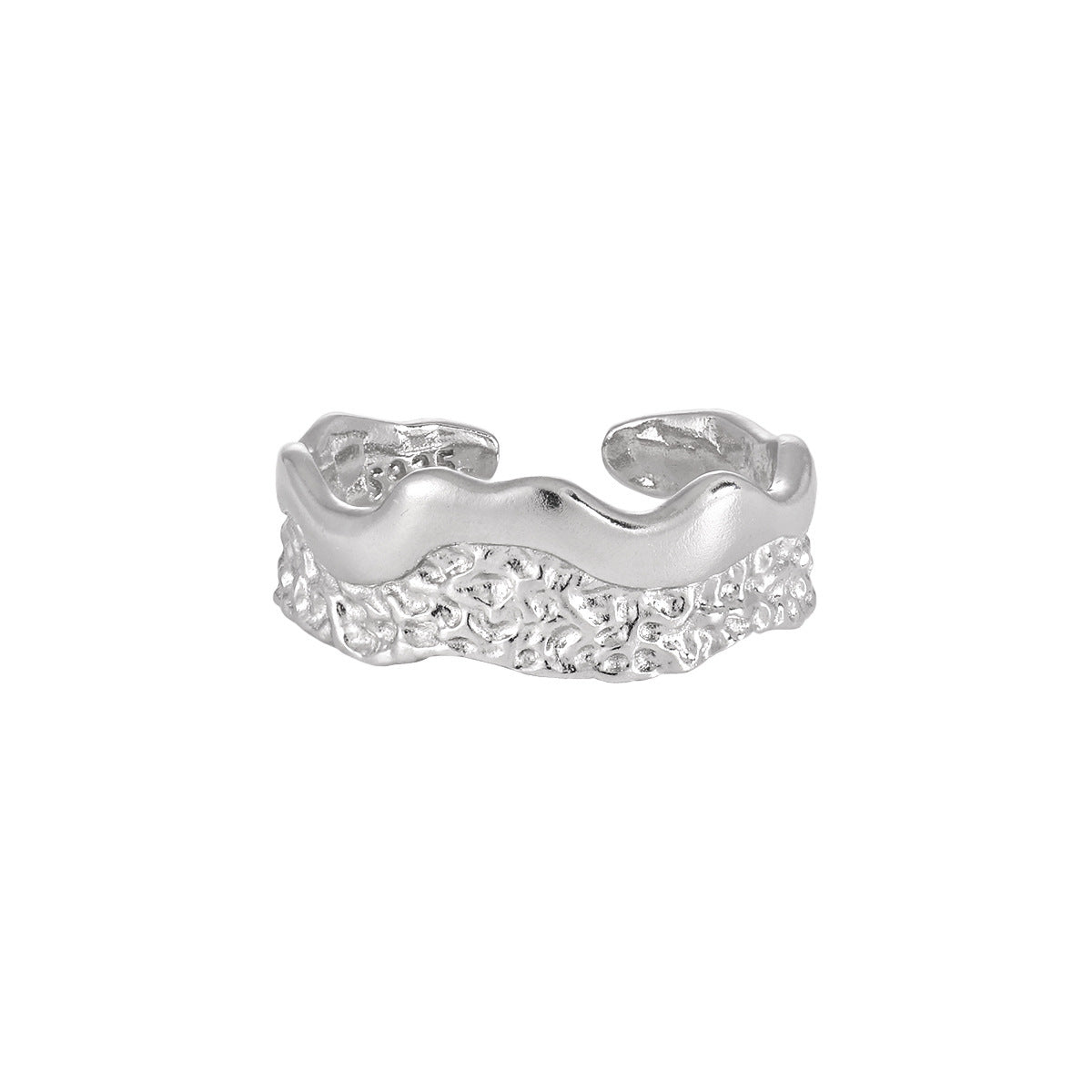 Couple's Textured Silver Open Rings