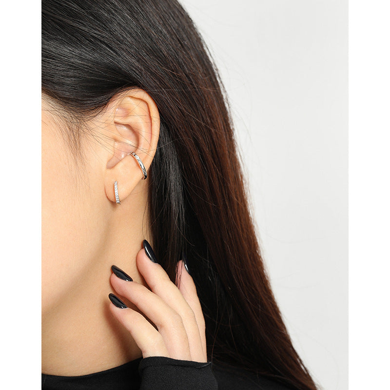 Pave - Set Huggie Hoop Earrings
