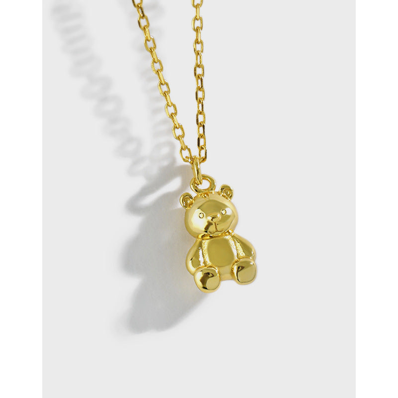 925 Sterling Silver Teddy Bear Pendant Necklace