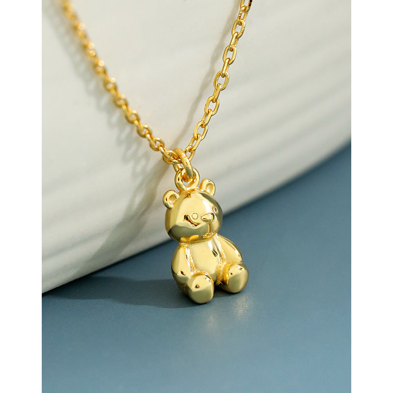 925 Sterling Silver Teddy Bear Pendant Necklace