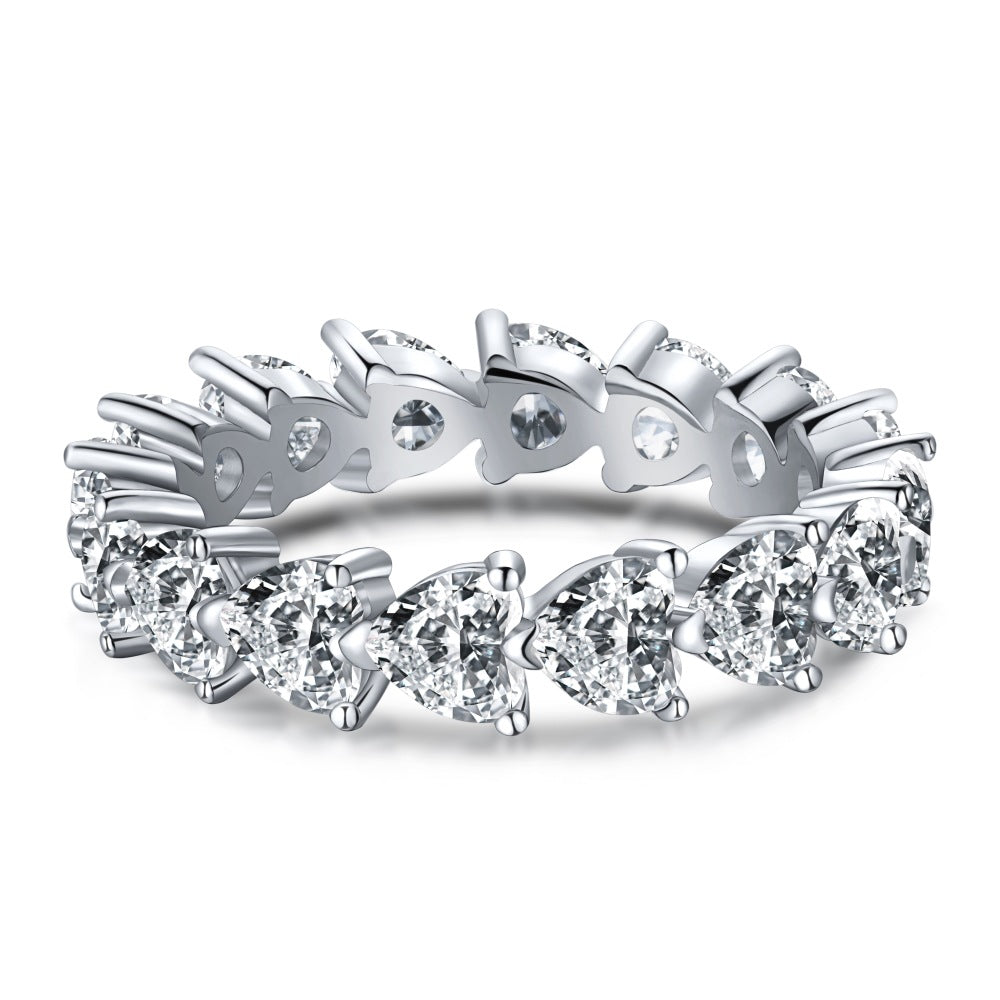 925 Sterling Silver Heart - Shaped Diamond Eternity Ring