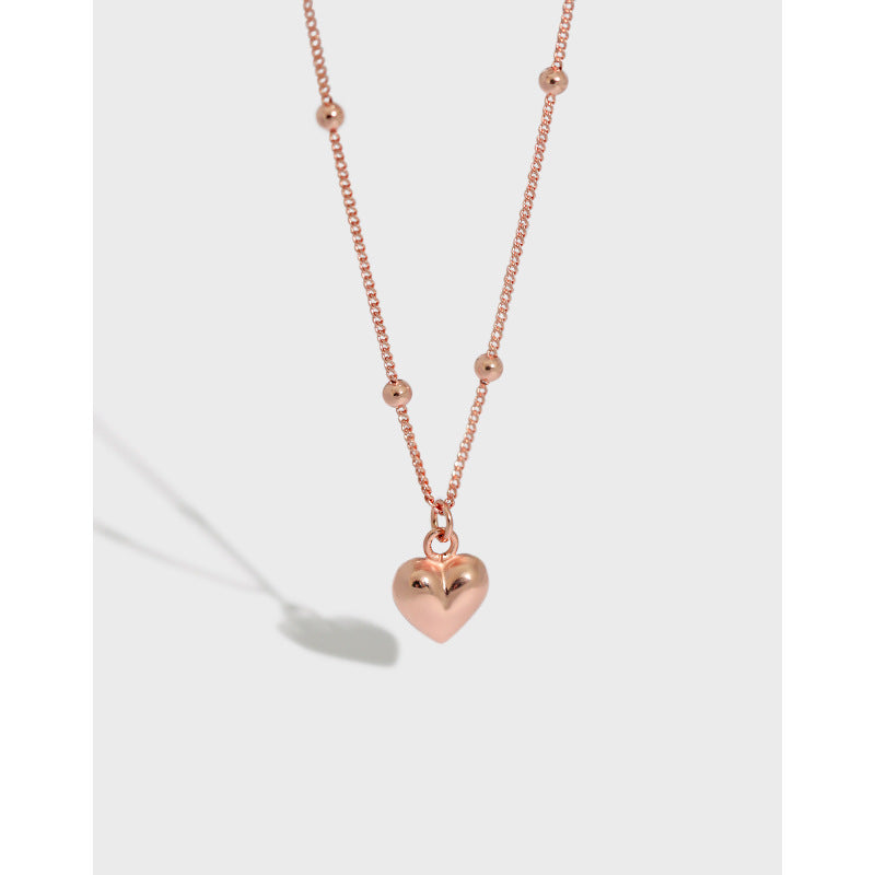 925 Sterling Silver Beaded Heart Pendant Necklace