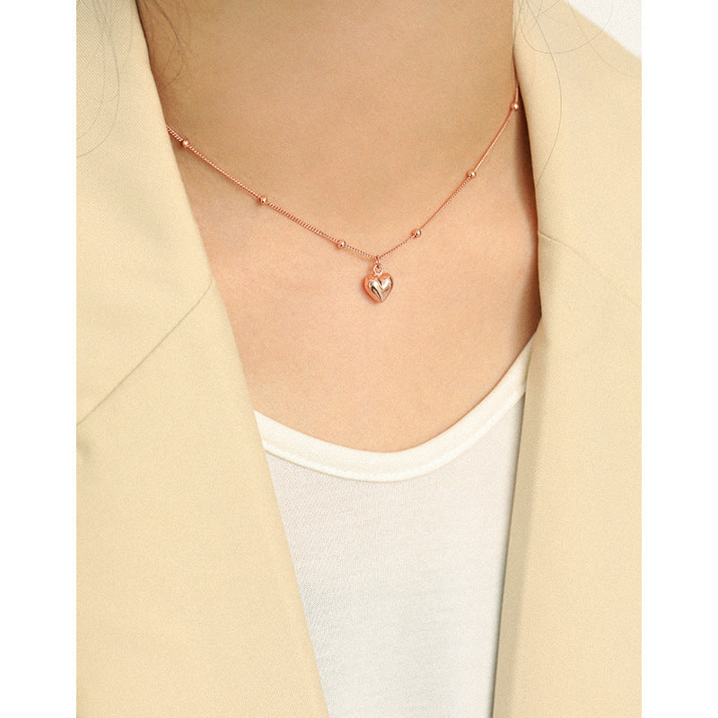 925 Sterling Silver Beaded Heart Pendant Necklace