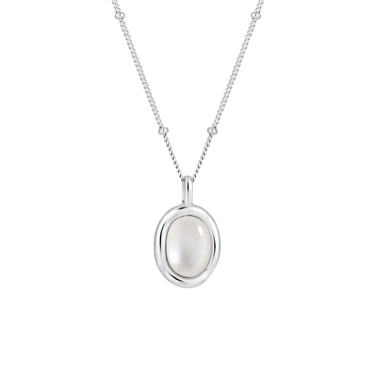 925 Sterling Silver Oval Moonstone Pendant Necklace